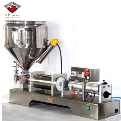 广州工厂半气动单缸活塞式液体或膏体灌装机,化妆品膏霜乳液调味汁灌装机