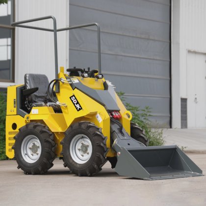 4 輪駆動の無料輸送新型ウォークトラック油圧ミニ 庭用にフロントローダエンジンを搭載したスキッドステアローダ