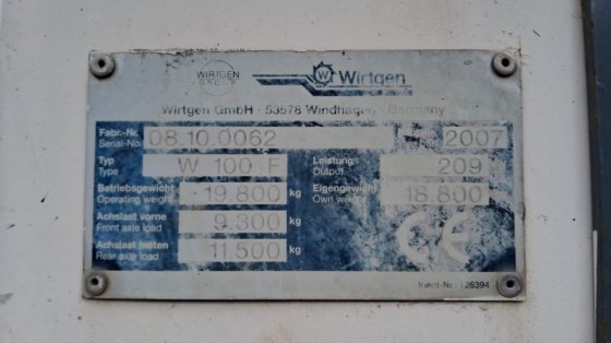 2007 Wirtgen W100F