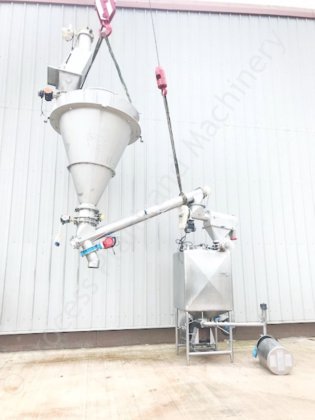 1,200升粉体V型混合机混合设备,带螺旋进料输送机、筛分器和液化器