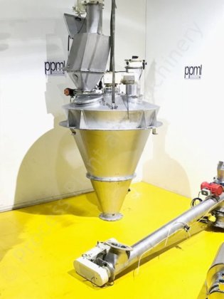 1,200升粉体V型混合机混合设备,带螺旋进料输送机、筛分器和液化器