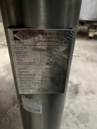 2014 2,000 升不锈钢夹套罐，带顶部安装的全扫式搅拌机