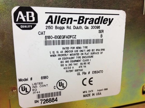 Allen Bradley 6180-EIGEGFADFCZ工业计算机面板