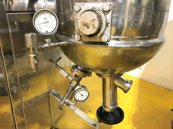 120 Ltr Giusti Jacketed加工罐，侧入式刮削表面过度混合。