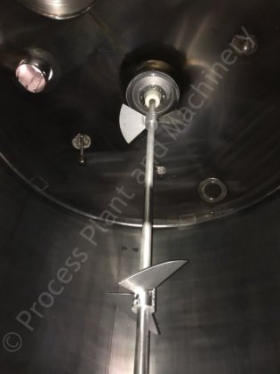 10,000升不锈钢夹套罐，带顶部桨叶混合器