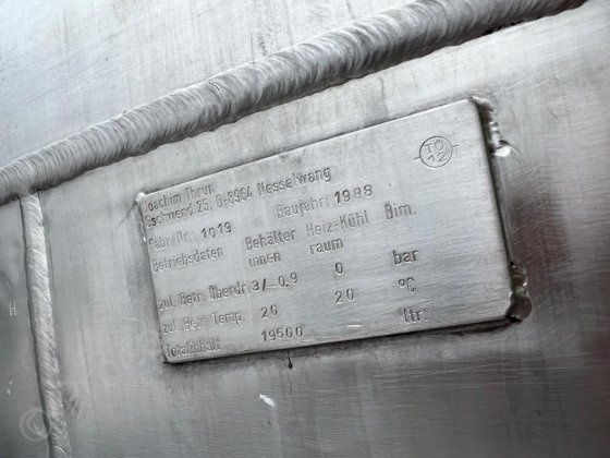 マルチパドルミキサー付19,600Lステンレススチールジャケットタンク