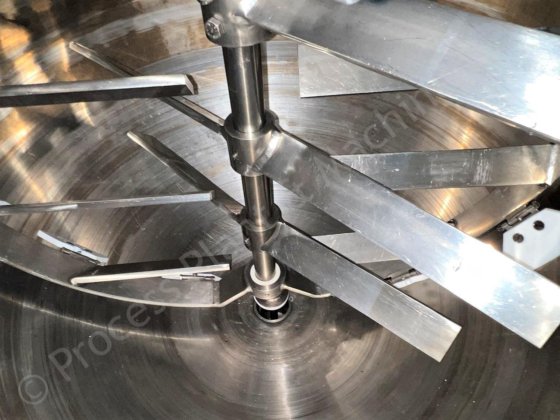 500升316级不锈钢夹套罐，带刮削表面的对转式搅拌器