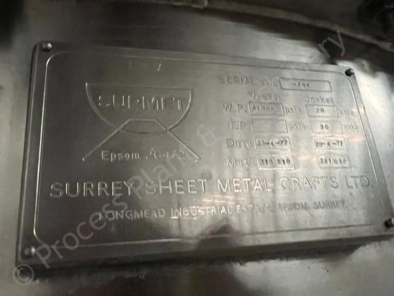 3,000 リットル 316 グレード ステンレス鋼ジャケット付きタンク（逆回転ミキサー付き