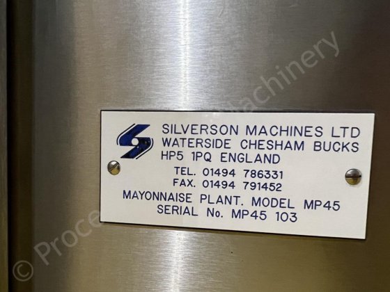 思沃森MP45蛋黄酱设备，配有7.5千瓦思沃森在线高剪切混合器