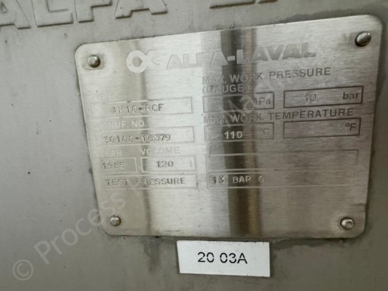 アルファ・ラバル DC-1000L AM10熱交換器付き真空脱気システム