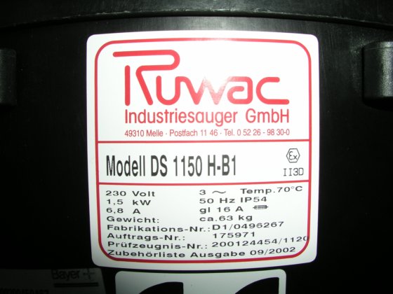 Ruwac 真空吸尘器 DS 1150 H-B1