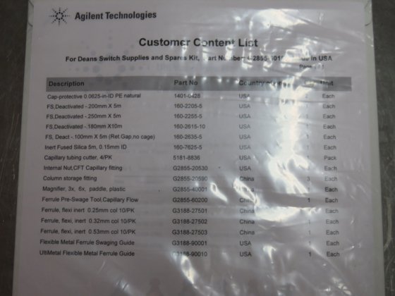 安捷伦 G2855-60150 迪恩斯开关耗材和备件套件