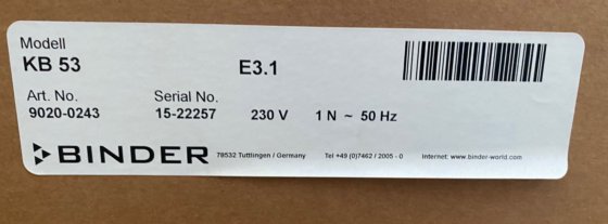 BINDER KB 53 (E3.1) 新型冷却培养箱