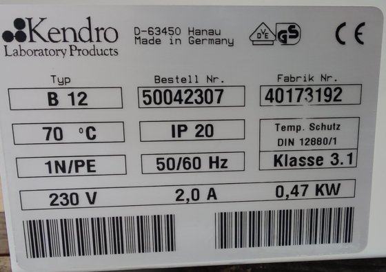 贺利氏 B12 培养箱，131 升