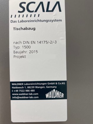 Waldner Scala 台式通风柜，1500 毫米，带大量额外功能