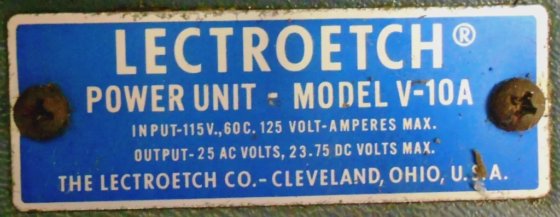 LECTROETCH POWER UNIT MODEL V-10A