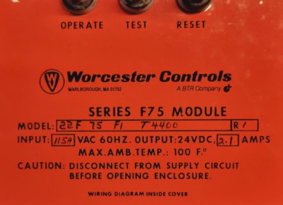WORCESTER CONTROLS SERIES F75 FAIL