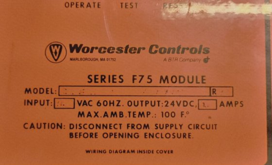 WORCESTER CONTROLS SERIES F75 FAIL