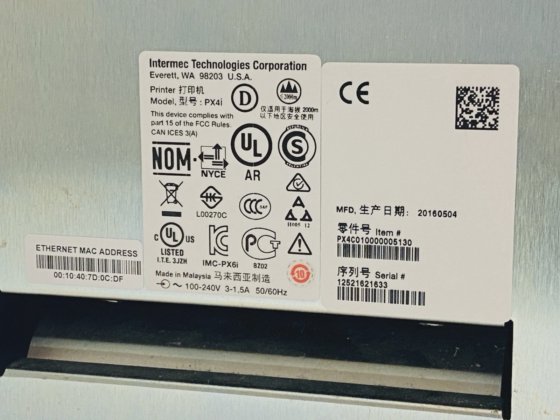 Intermec PX4i EasyCoder Barcode Label