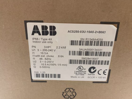 ABB ACS250-03U-10A5-2+B063 Variable Frequency Micro