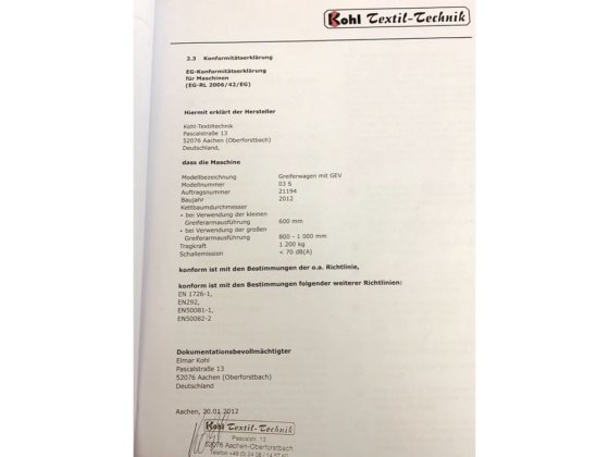 2012 Chariot à chaîne