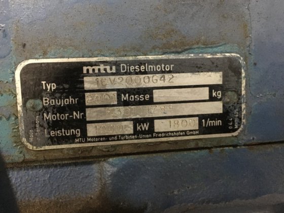 2001 MTU 16V2000G42 USED