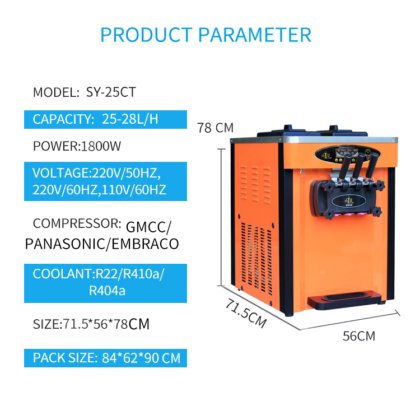 SY-25CT のテーブルの上のアイスクリーム機械 2+1 を使用すること容易なポータブルは機械アイスクリームを作る味を混合しました