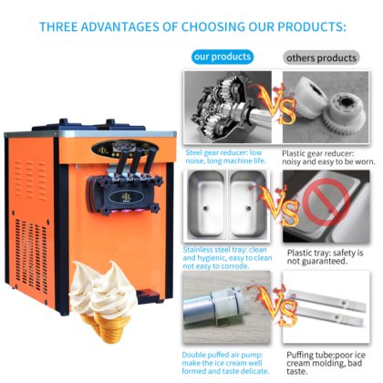 SY-25CT のテーブルの上のアイスクリーム機械 2+1 を使用すること容易なポータブルは機械アイスクリームを作る味を混合しました