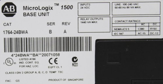 Allen-Bradley 1764-24BWA MicroLogix 1500 Programmable