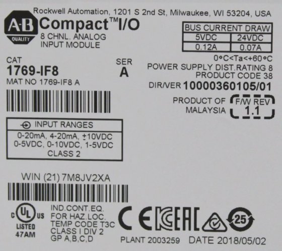 Allen-Bradley 1769-IF8 Ser. A Compact