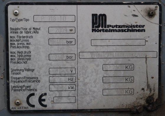 普茨迈斯特 2009 混凝土泵 P718 TD
