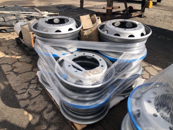 Pallet of Rims , 10x22.5x8.25 Truck Rims, 10 Stud Steel, Box of Wheel ...