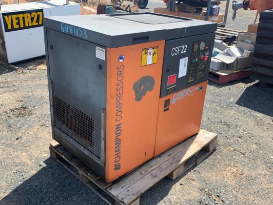 Cf22 Compressor 1 x 1998 Champion Compressor, Model: CSF22, Serial: 6067, Hours Showing ...