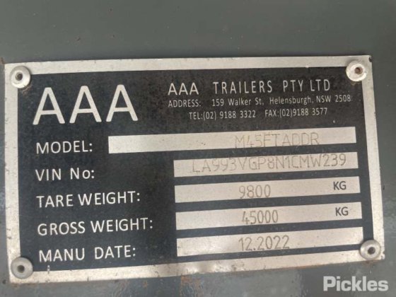 2023 AAA拖车 M45FTADDR