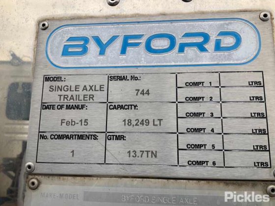 2015 バイフォード シングルアクスルトレーラー
