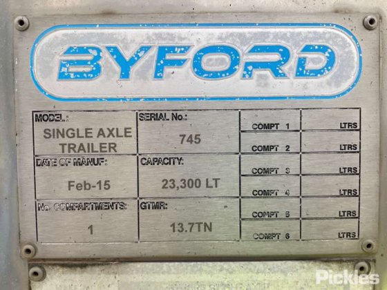 2015 バイフォード シングルアクスルトレーラー
