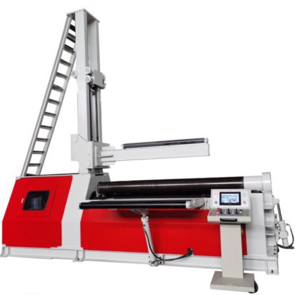 W12 cnc 油圧板金板 4 ローラー圧延曲げマシン側サポートとリフターの上