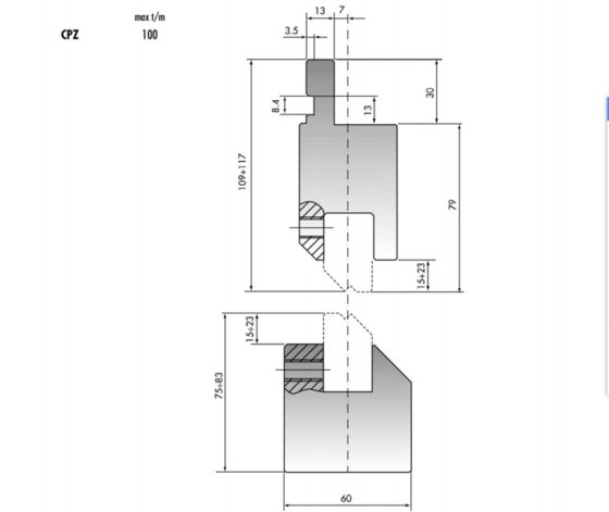 特殊的美国精密上冲压制V型模具，压制下模
