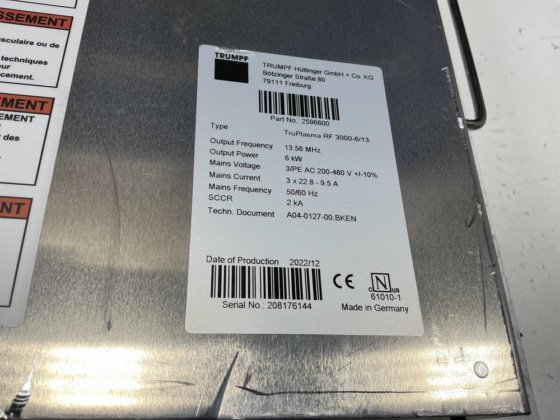 通快 RF 3000-6/13 发生器