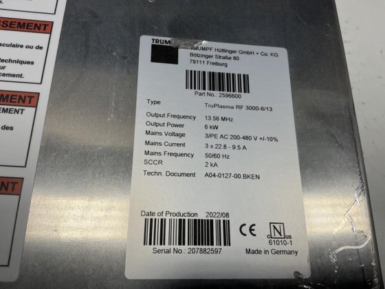 通快 RF 3000-6/13 发生器