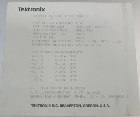 TEKTRONIX VX4491 SERIAL TEST MODULE