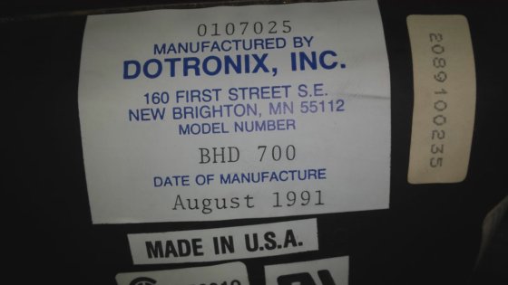 Dotronix BHD 700 7インチ産業用CRTモニターディスプレイ。Fedex配送