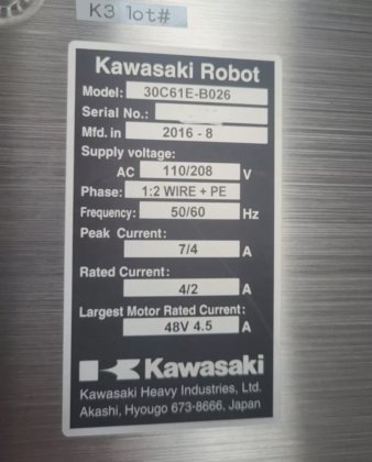 KAWASAKI ROBOT 30C61E-B026 机器人控制器 (br4.2)