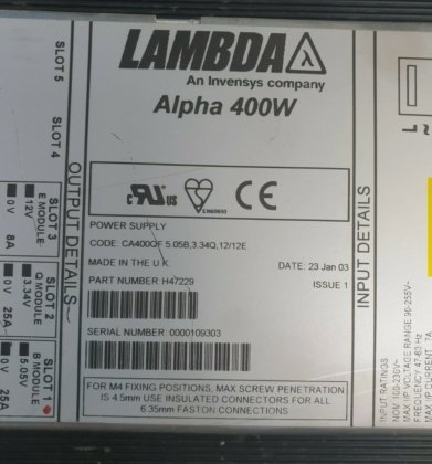 LAMBDA H47229 400W电源（BR1.3）。