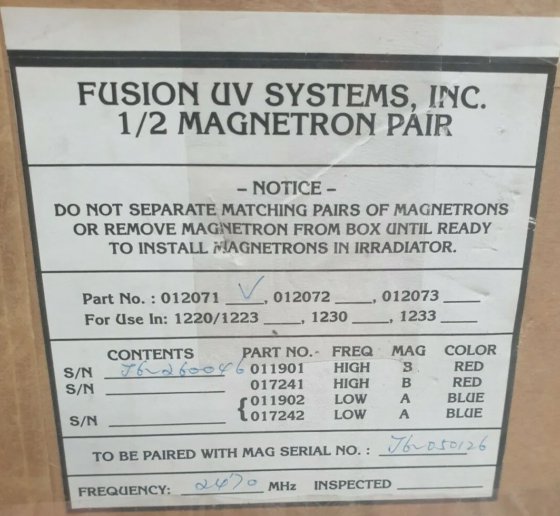Fusion UV 系统 1/2 磁控管