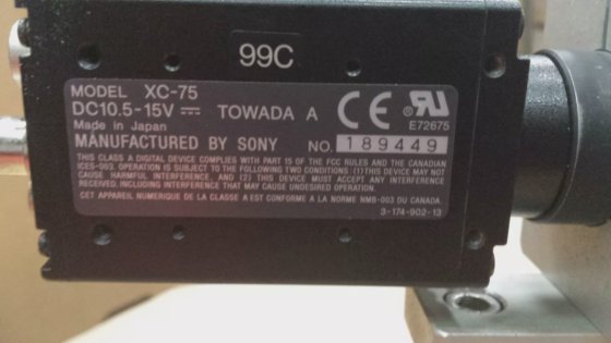 工業用ビジョン検査システム ソニーXC-75カメラ、LFV-CP-18-BL、タムロンレンズ付き