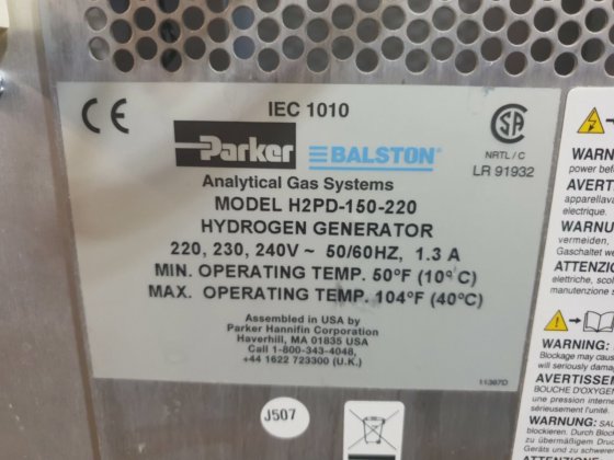 Parker Balston h2pd-150-220 氢气发生器