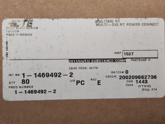 TE Connectivity 高速/模块连接器 1-1469492-2 每批