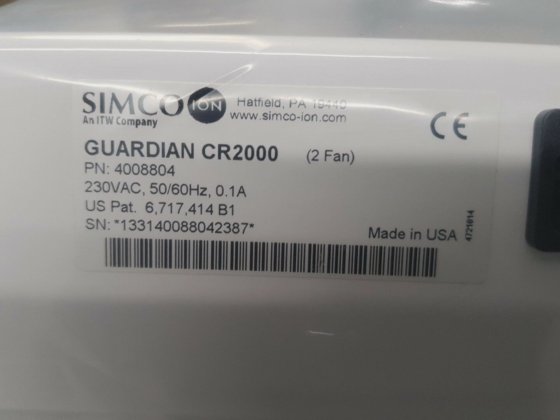 SIMCO GUARDIAN CR2000 230V（2 个风扇）零件号