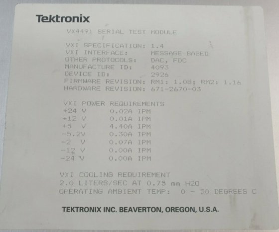 MODULO DI TEST SERIALE TEKTRONIX